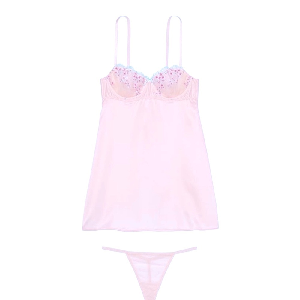 Victoria’s Secret Very sexy wicked cherry blossom embroidered babydoll set